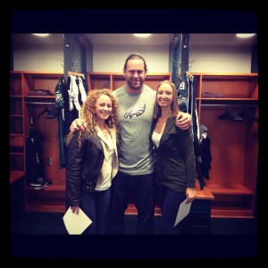 My friend Lindsay and I with Eagles player Evan Mathis