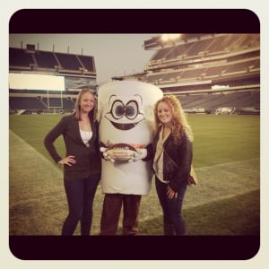 Hanging out on the Eagles field with Dunkin Donuts Cuppy