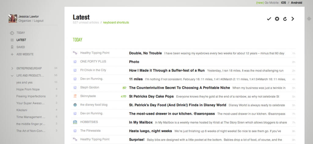 Feedly Titles Style View