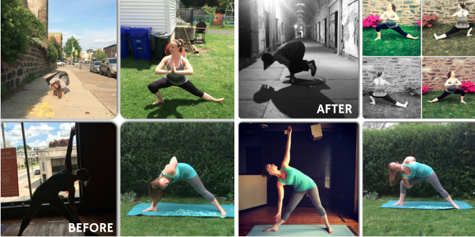 before and after editing yoga shots- Jessica Lawlor