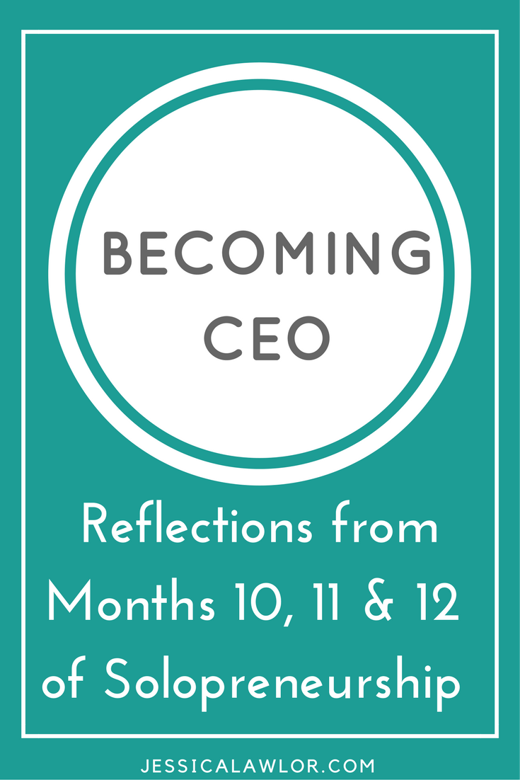 In the Becoming CEO series, I detail how I'm starting and running my own solo biz. Here are reflections (& an income breakdown) from months 10, 11 & 12.